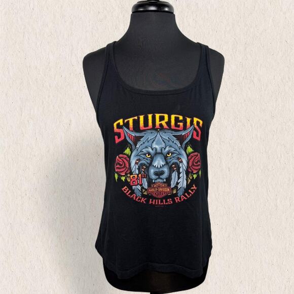 Harley-Davidson Sturgis Black‎ Hills Rally 2021 Tank Top Women’s Size M Grunge - Picture 1 of 8